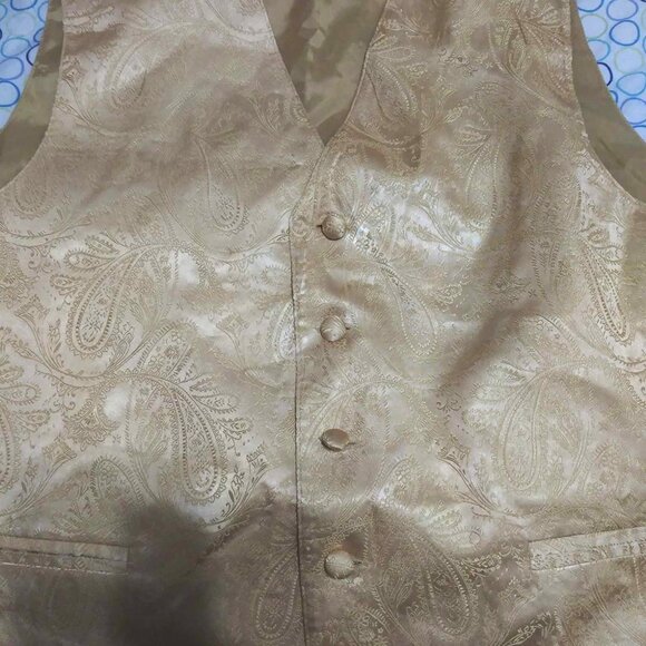 Vesuvio Napoli Paisley Vest Italy - Warm Gold Sz M - Picture 2 of 10